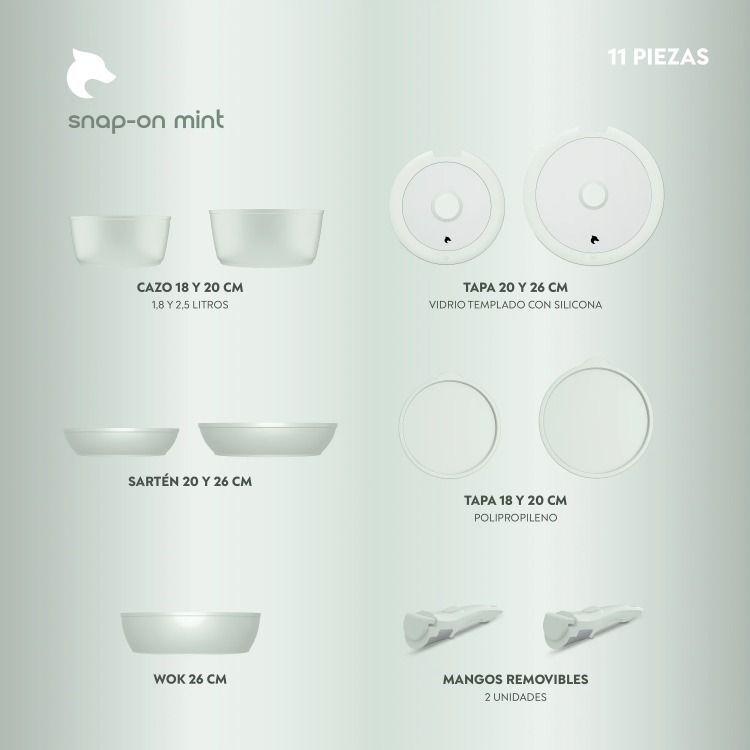 Batería de Cocina 11 Piezas Aluminio Snap-On Mint-5