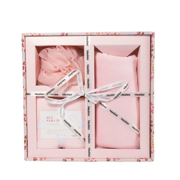 Set de Regalo 2 Toallas + Esponja / Rosa – Mashini-0