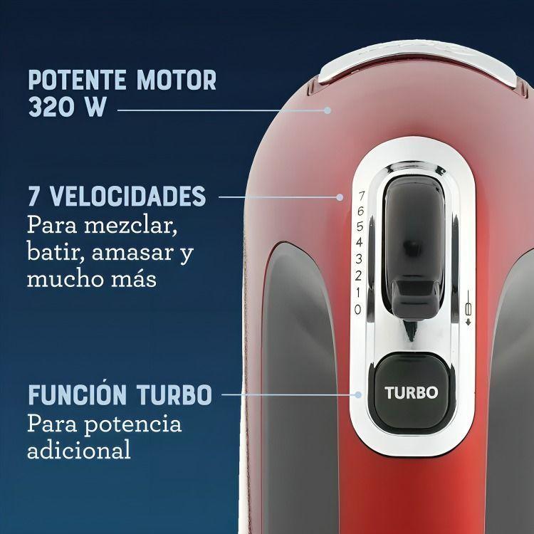 Batidora Manual Oster Roja 7 Velocidades 360R-2