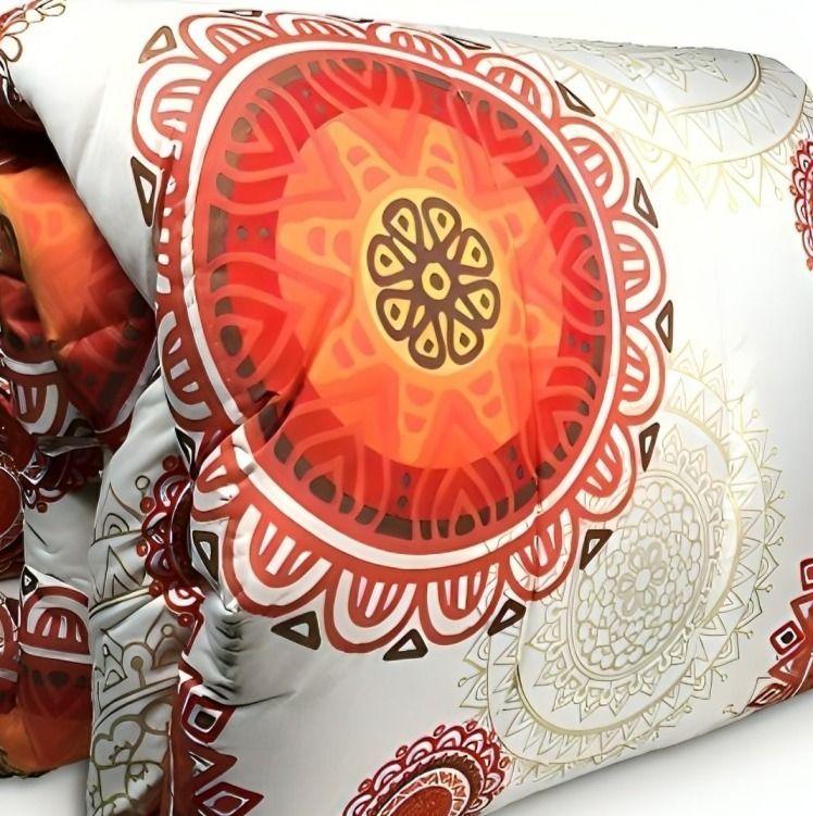 Plumón Estampado + Fundas + Sábanas 2 plazas / Mándalas Salmón - Beige -2