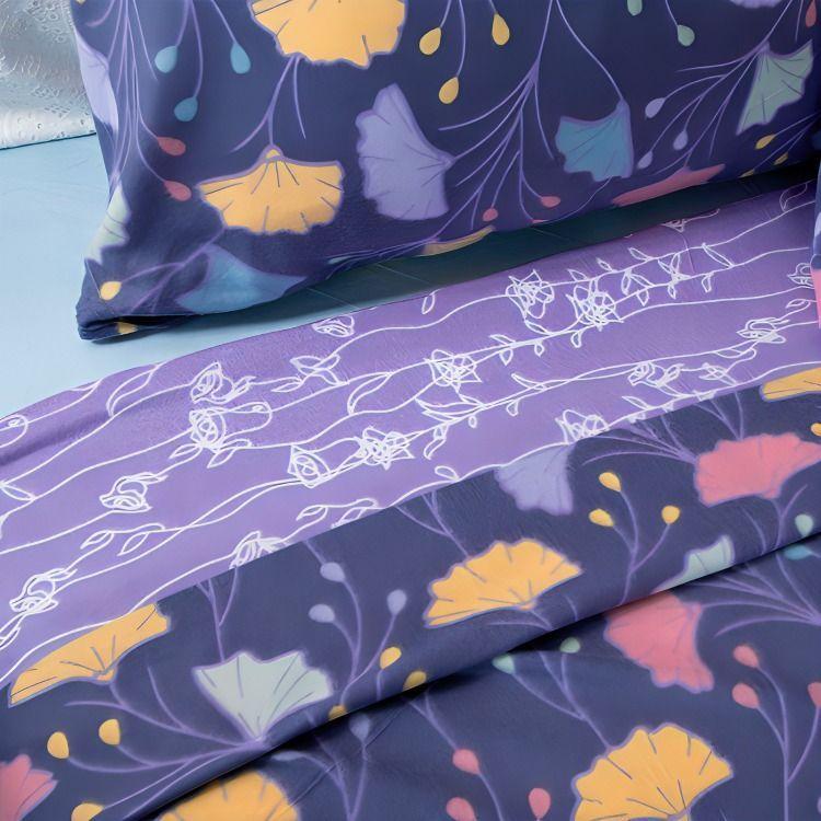 Sábanas de Polar Composé King / Hojas Morado – Doral-2
