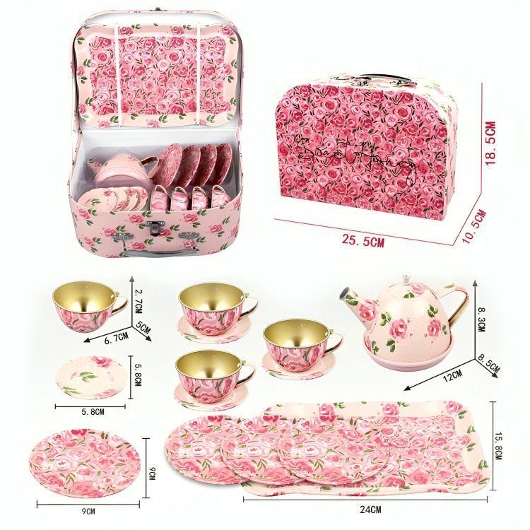 Set Tetera Metalico Color Rosa-3