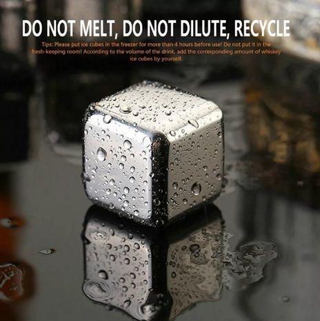 Molde hielo cubetas Metal Ice set 4 Unidades, De Acero Inoxidable-2
