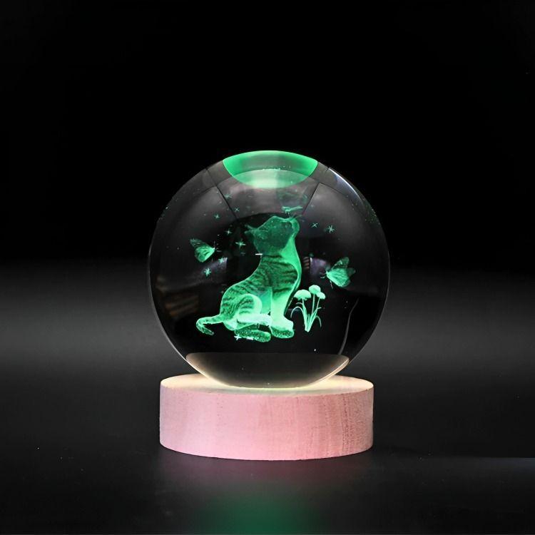 Lampara Bola De Cristal LED RGB Colores Gato-2