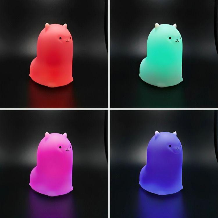 Lámpara de Noche de Silicona LED RGB Squishy Alpaca-2