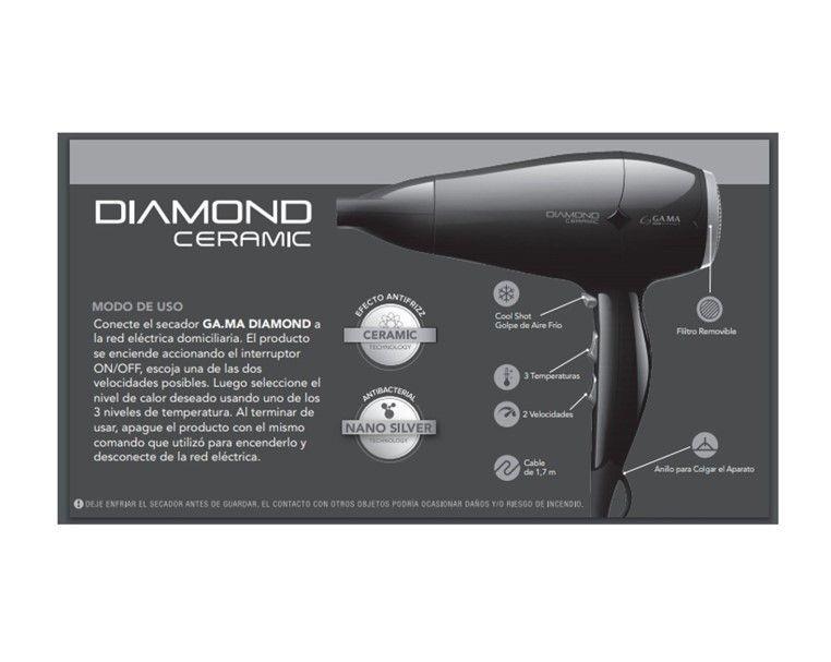 SECADOR DE CABELLO DIAMOND CERAMIC STD 220 GAMA NEGRO-2