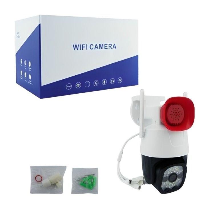 CAMARA VIGILANCIA IP EXTERIOR 23 LED WIFI CON SIRENA APP V380 -3