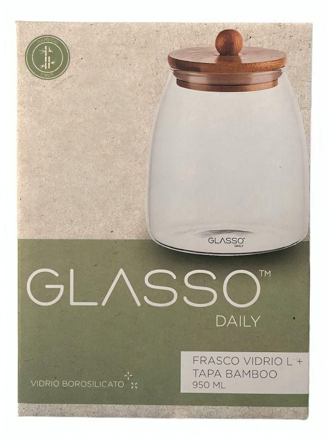 Frasco de Vidrio con Tapa de Bamboo de 950ml Glasso-4