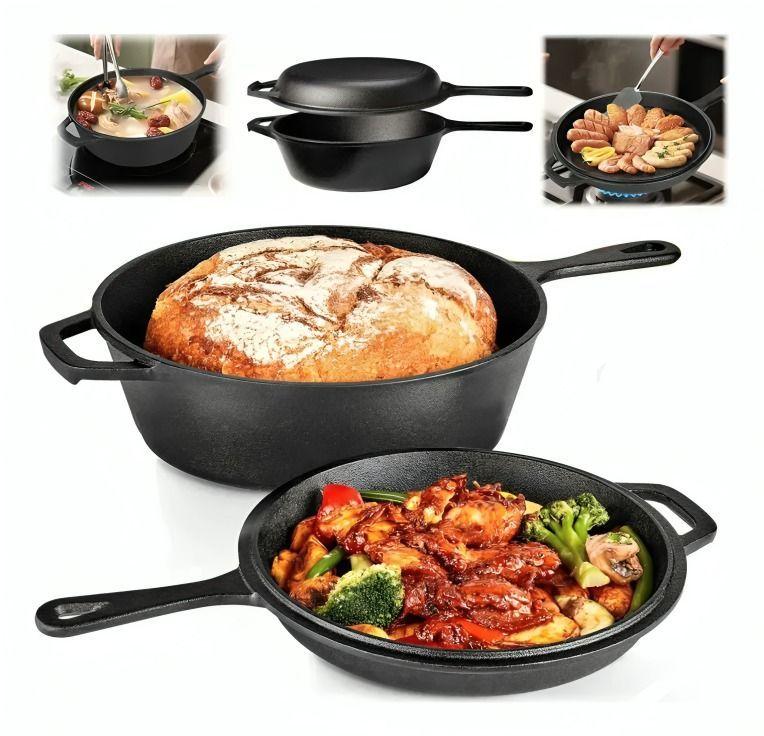 Sartenes De Hierro Fundido Gruesa Doble Uso 26cm-2