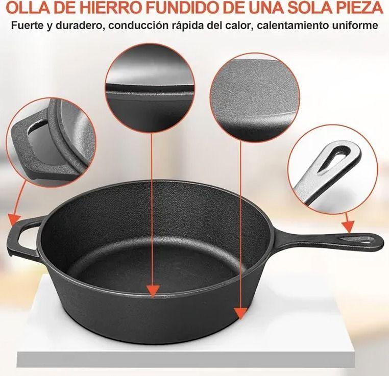Sartenes De Hierro Fundido Gruesa Doble Uso 26cm-3