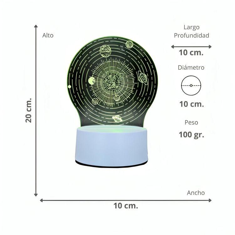 Lámpara Led RGB visualización 3D Sistema Solar-3