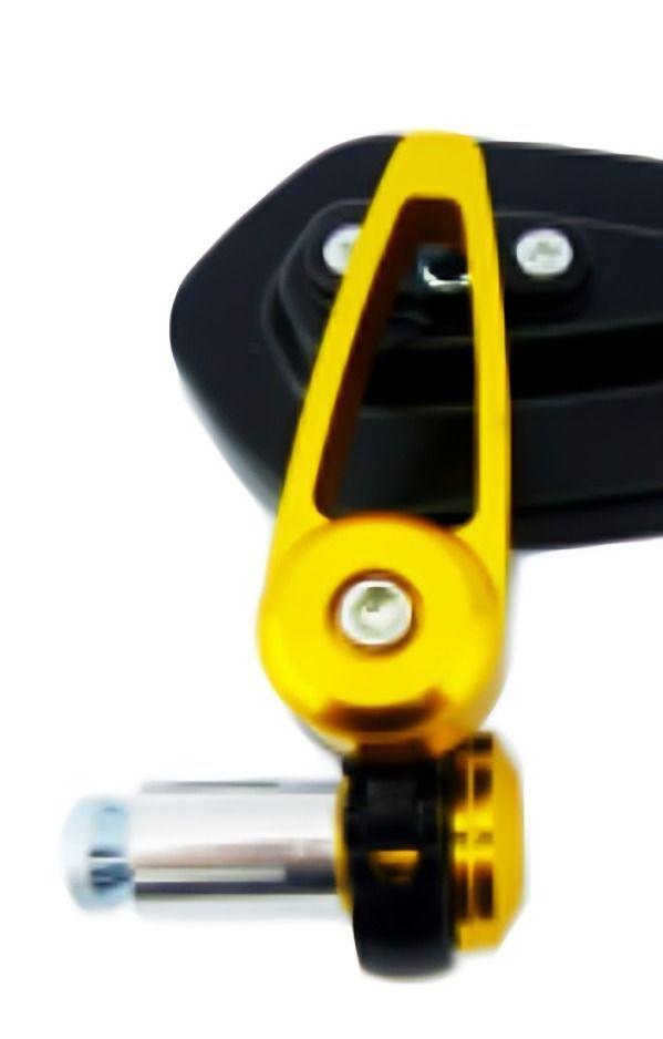 ESPEJO PARA MOTO PARA MANILLAR ALUMINIO AMARILLO EL PAR VIDRIO AZUL -1