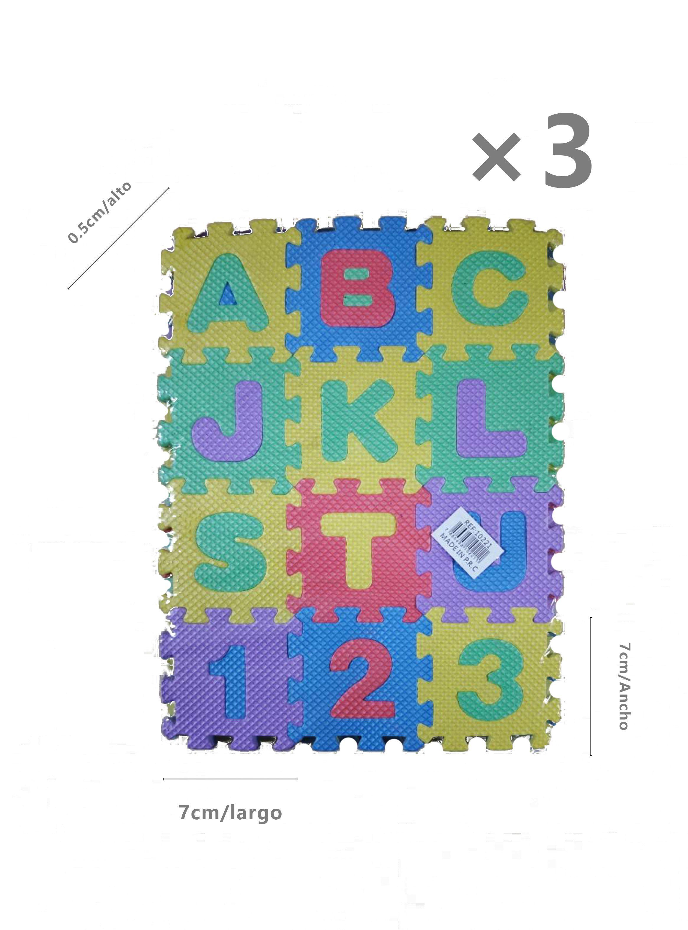 Alfombra Goma EVA Set 36 Cuadros con Dibujos Desmontables 7x7cm Bebés Niños-3