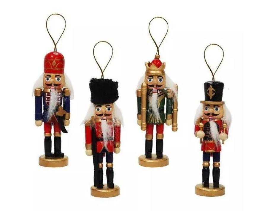 CASCANUECES NAVIDEÑOS / COLGANTES MADERA 4 UNIDADES 12 CM SURTIDO-0