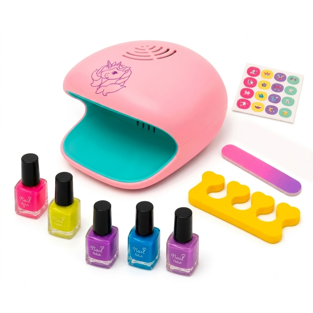Kit Manicura Infantil Unicornio con Secador De Uñas Con Luz Y Accesorios 9 Pzs-2