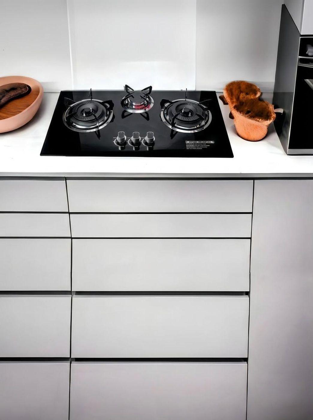Cocina Encimera A Gas Placa Vidrio Templado 3 Platos Con Chi Negro-2