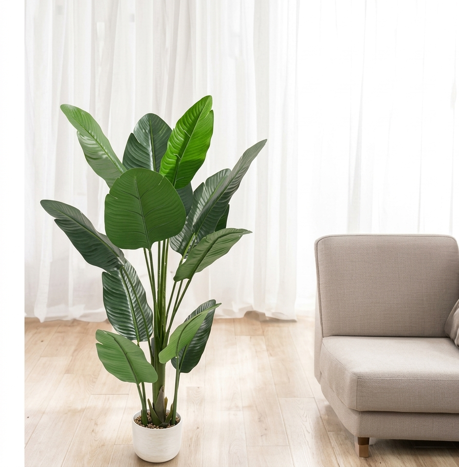 Palmera Viajera para Interiores Verde Oscuro de 120cm-3