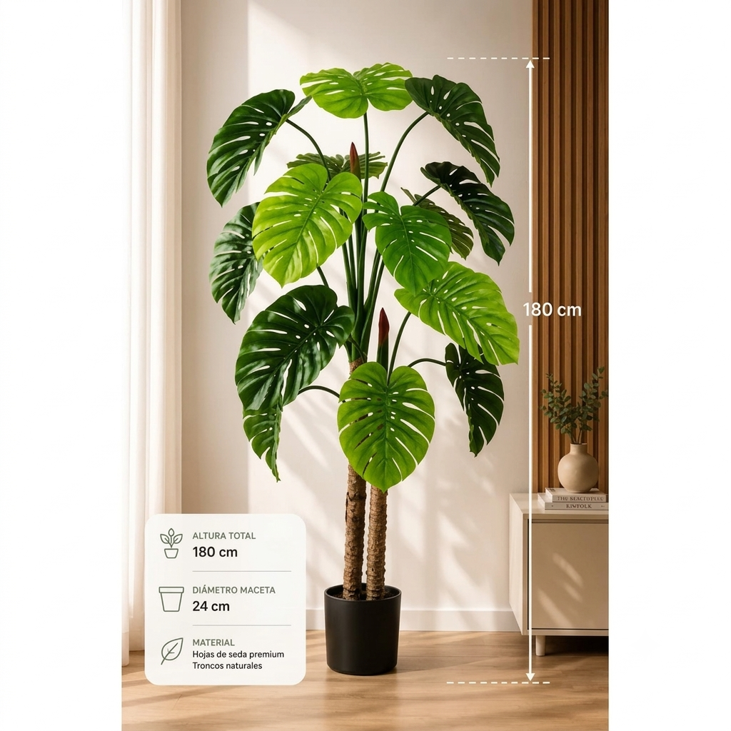 Arbol Monstera Grande Realista Frondosa Artificial 180 cm-2
