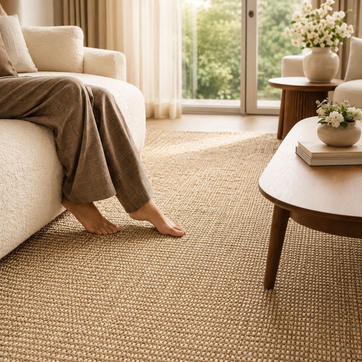 Alfombra De Yute Para Living Resistente A Mascotas alto trafico 3 X 2 lavable-0