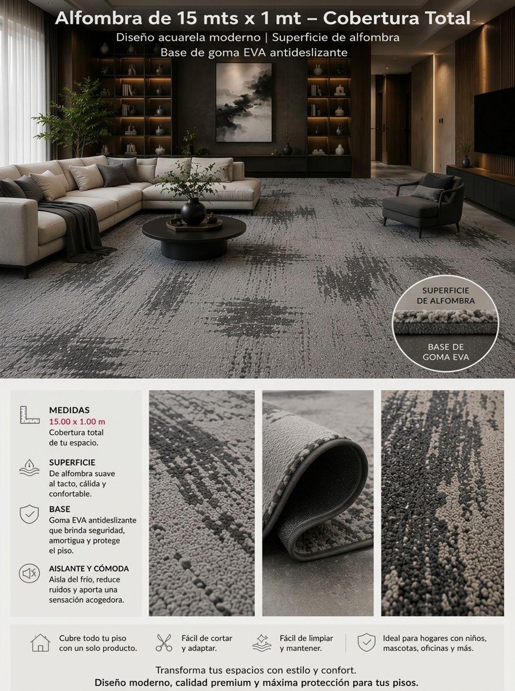 Rollo Alfombra Tapete Para Living 1x15 M-2