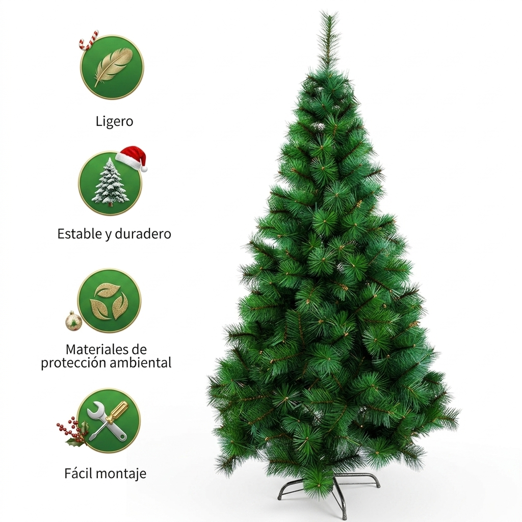 Arbol de Navidad Artificial Frondoso de 1.50mt Verde-2