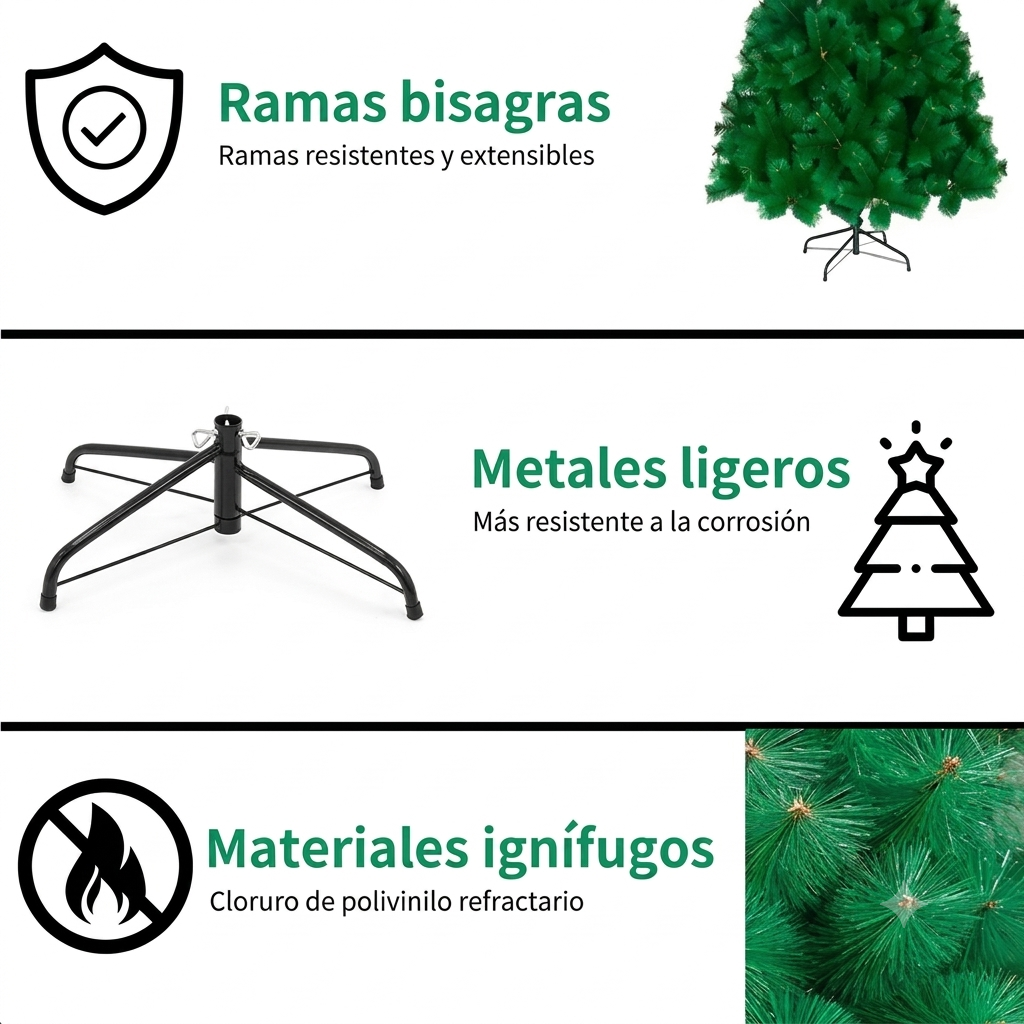 Arbol de Navidad Artificial Frondoso de 1.50mt Verde-3