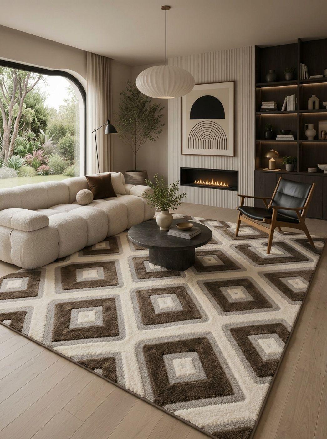 Alfombra De Rombos Para Living Resistente Decorativa 3 X 2-1