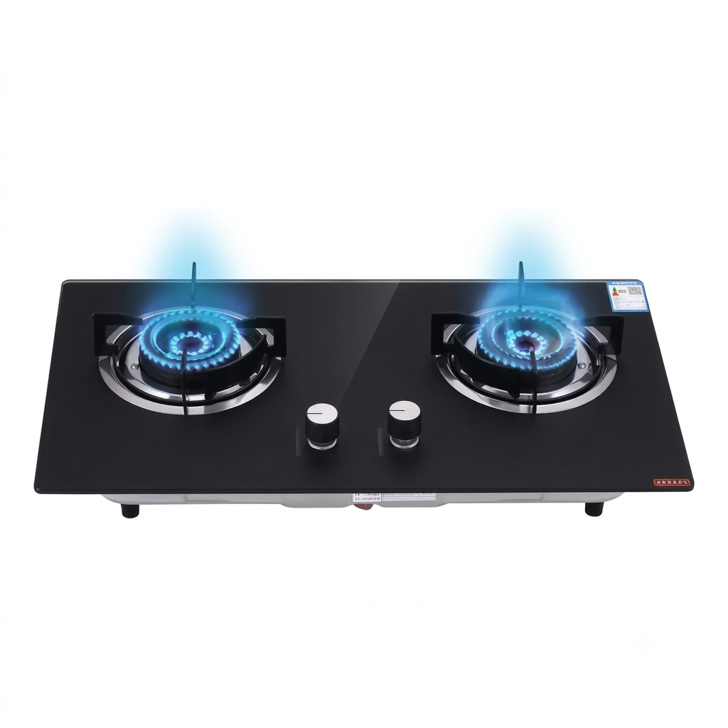 Encimera a Gas 2 Platos Vidrio Templado Negro-1