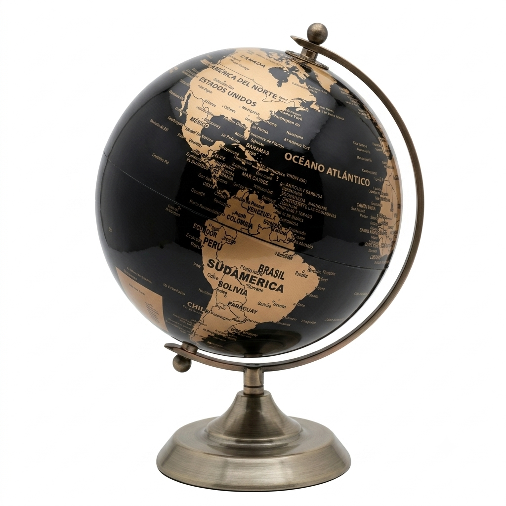 Globo Terraqueo Giratorio Decorativo Base Metal 29cm Cencosud-0
