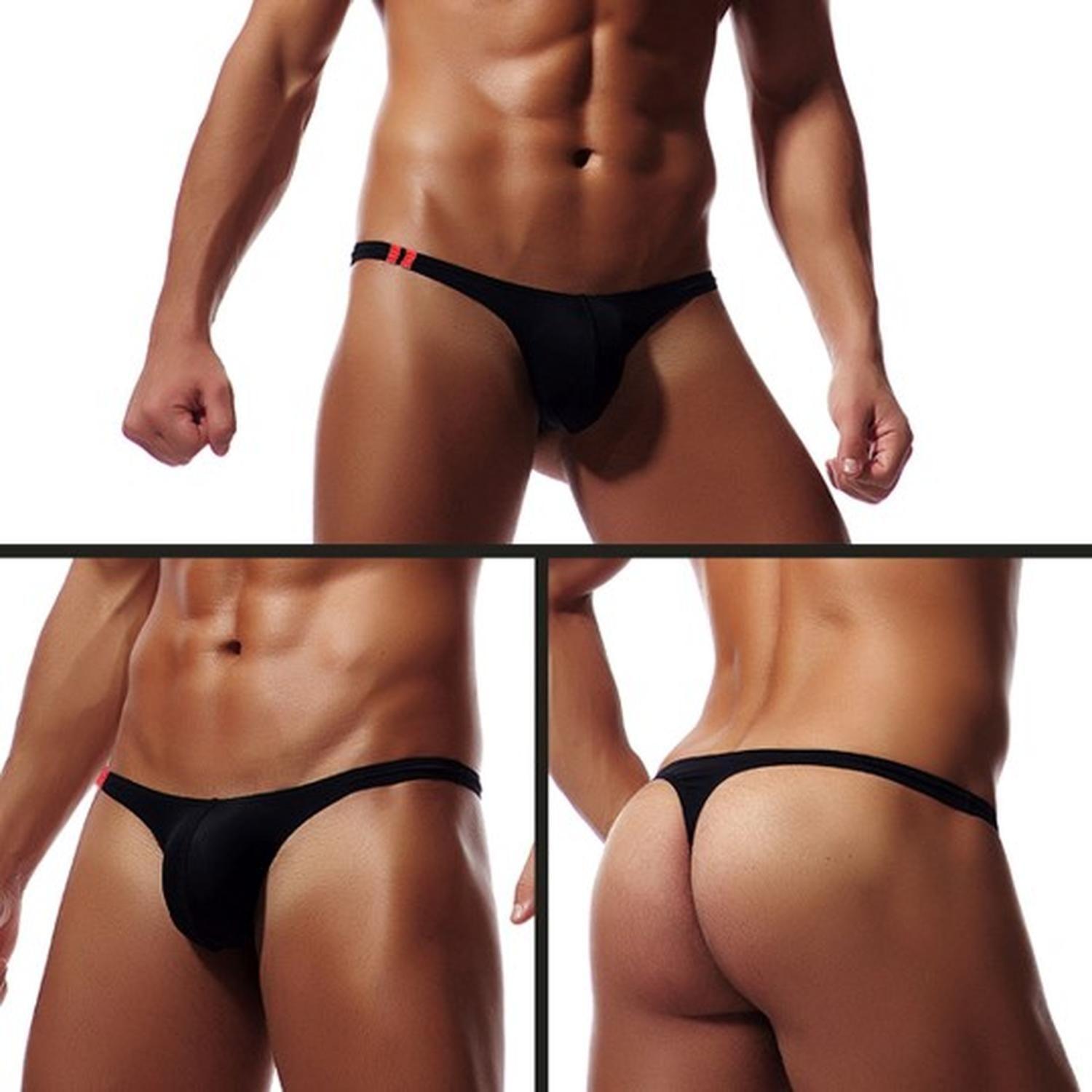 Tanga Sexy para hombre Colaless Negro- Talla M-0