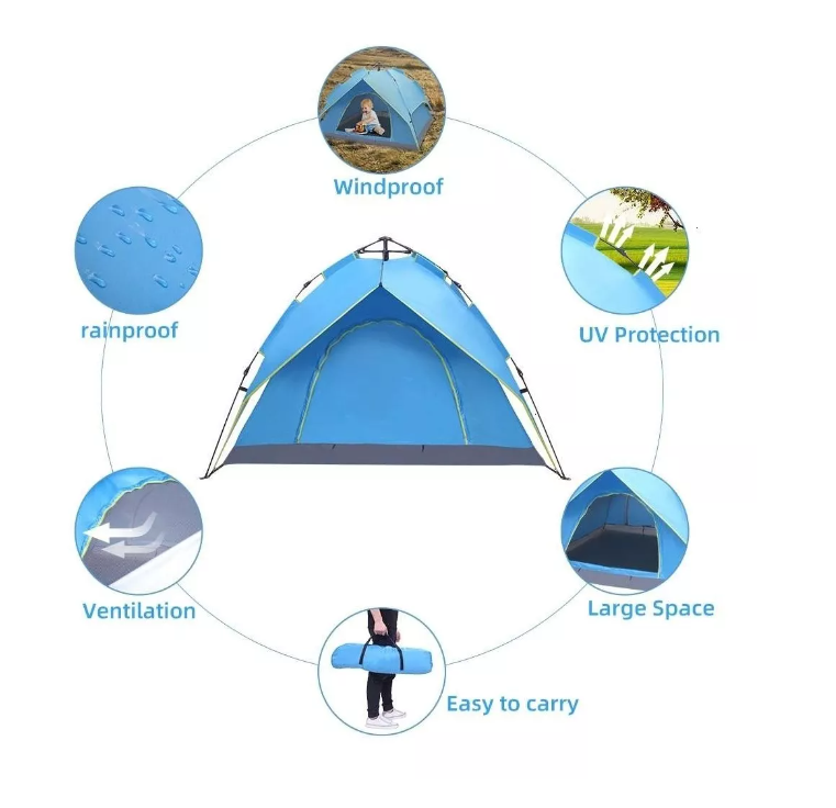 Carpa Automática 4 Personas Doble Capa Toldo 2.1x2.1x1.5 Mts-2