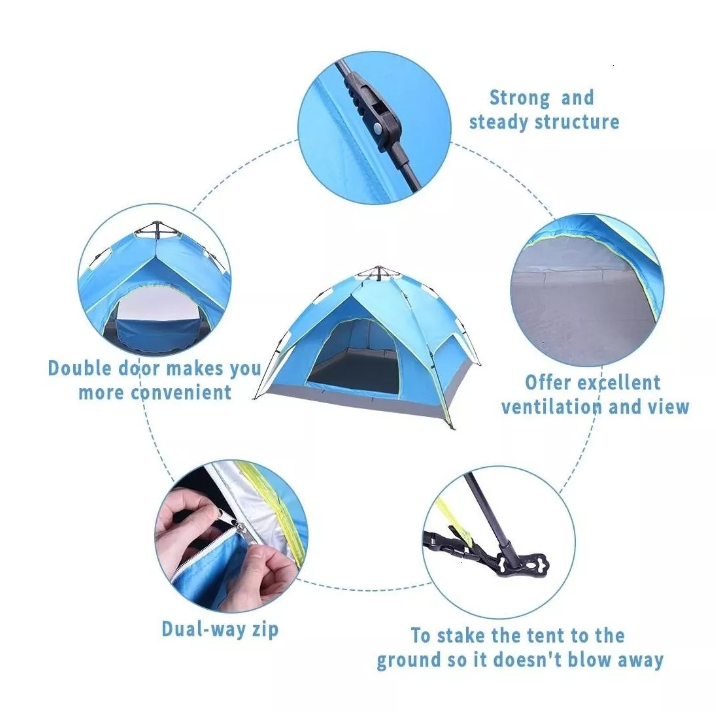 Carpa Automática 4 Personas Doble Capa Toldo 2.1x2.1x1.5 Mts-3