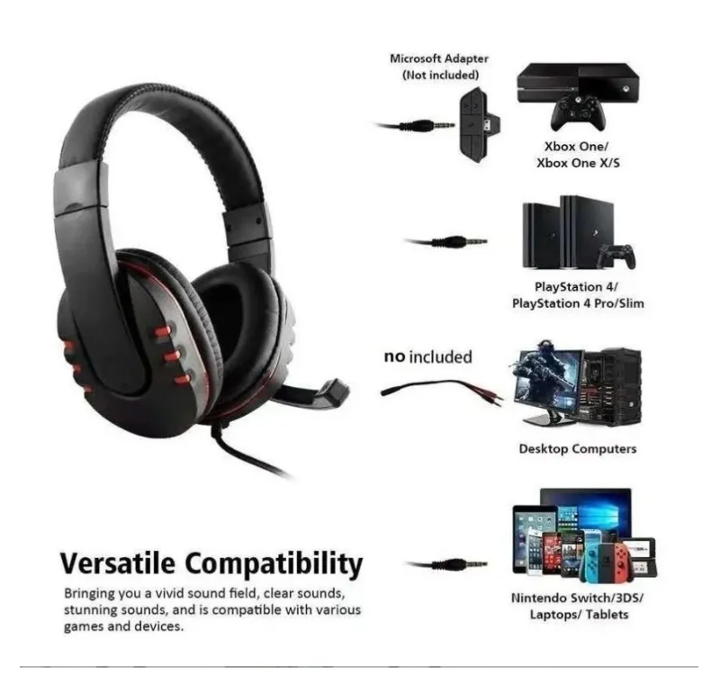 Audífono Gamer Micrófono Para Ps4 Notebook Teléfonos Xbox On-5