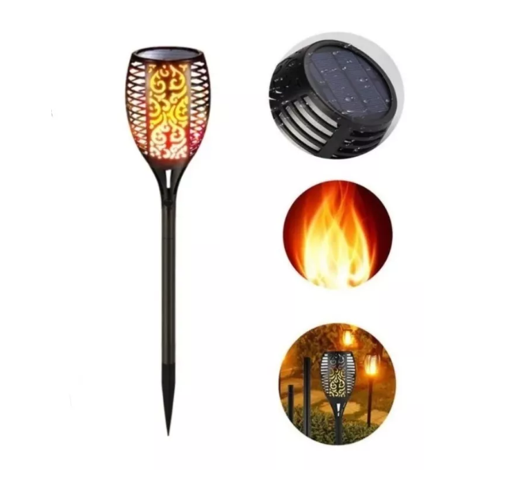 Luz Llama Solar 12 Led Con Estaca Exterior Tierra Jardin-0