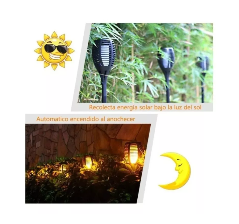 Luz Llama Solar 12 Led Con Estaca Exterior Tierra Jardin-3