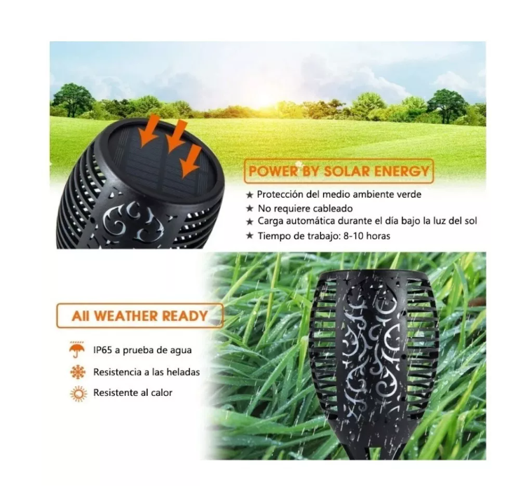 Luz Llama Solar 12 Led Con Estaca Exterior Tierra Jardin-5