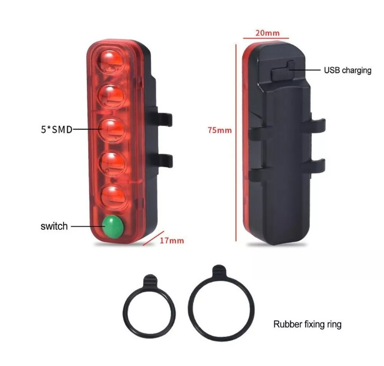 Luz Led Trasera Bicicleta Usb Emergencia Seguridad Recarga-2