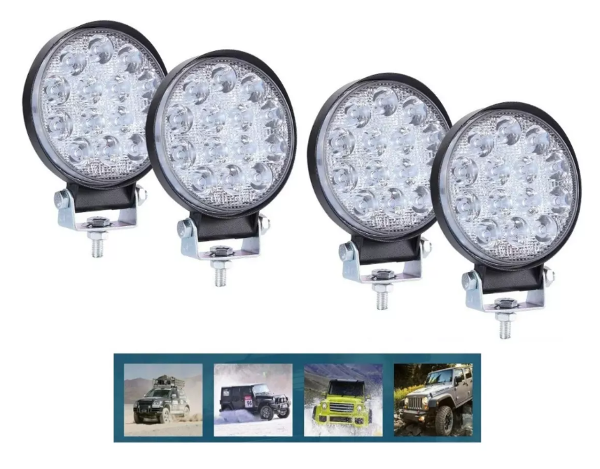 X4 Luces Foco Neblinero Led 27w 4x4 Auto Caminon Redondo-0