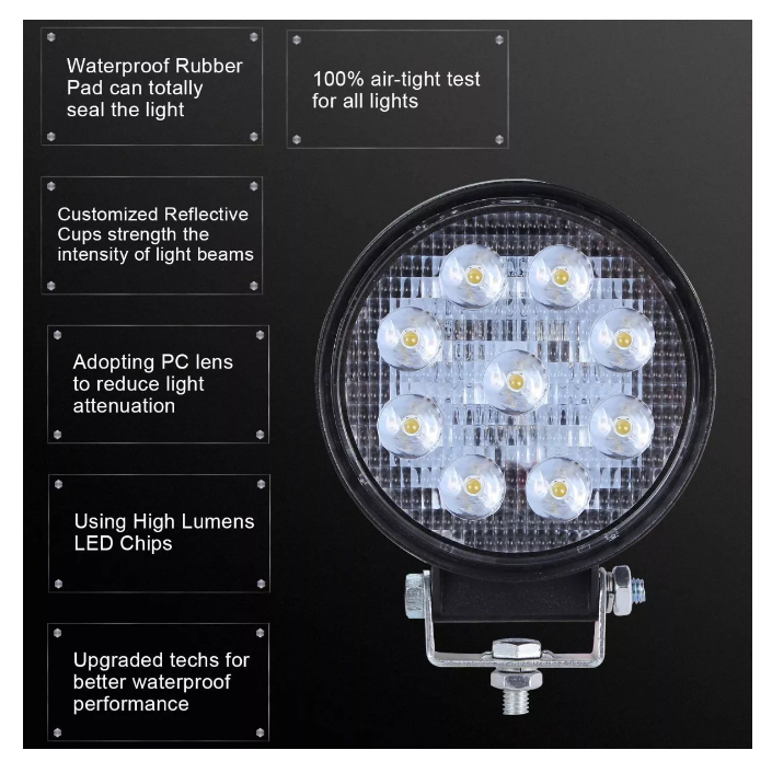 X4 Luces Foco Neblinero Led 27w 4x4 Auto Caminon Redondo-4