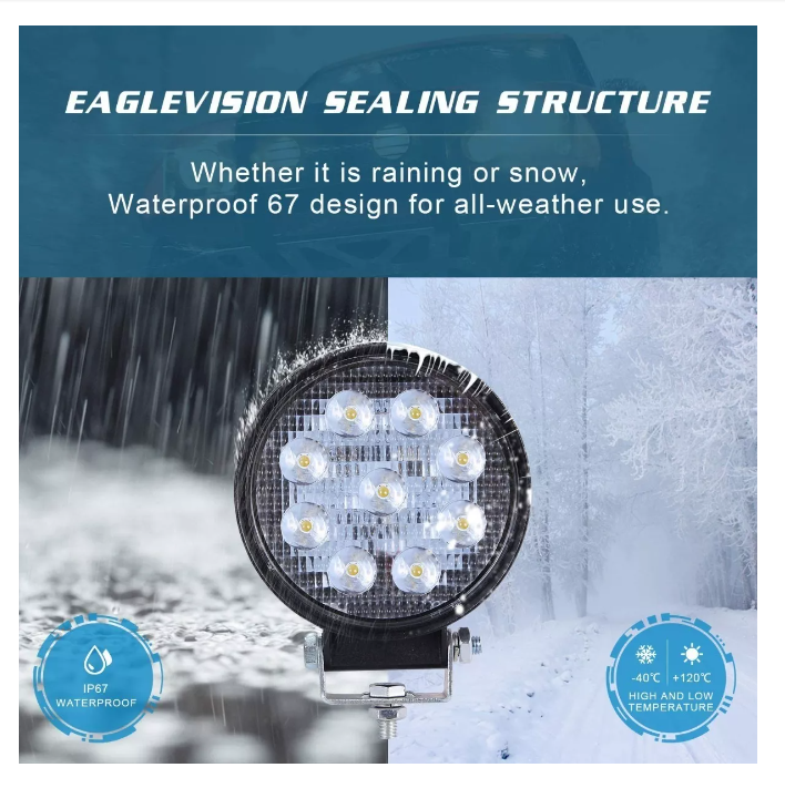 X4 Luces Foco Neblinero Led 27w 4x4 Auto Caminon Redondo-6