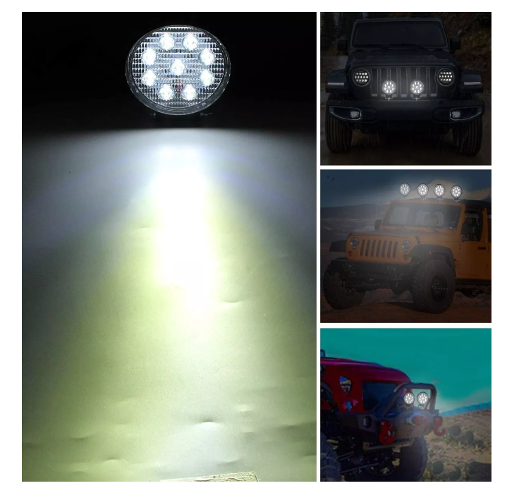 X4 Luces Foco Neblinero Led 27w 4x4 Auto Caminon Redondo-2