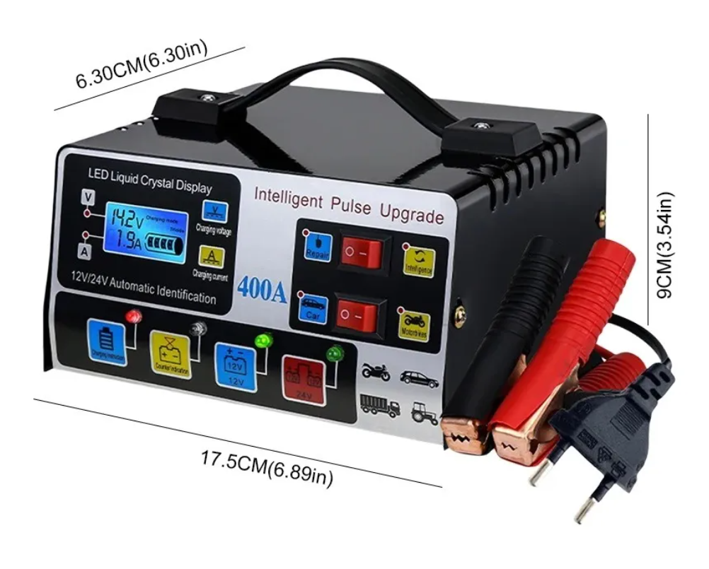 Cargador De Batería Automático Inteligente Auto Moto Camión-3