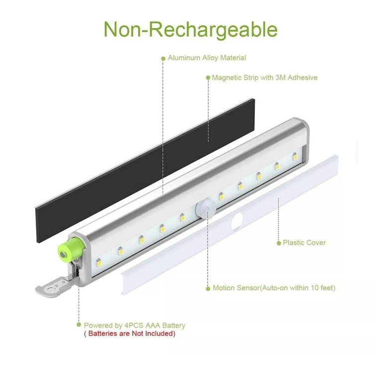 Barra Led Con Sensor Para Armario Cocina Escalera A Pilas-4