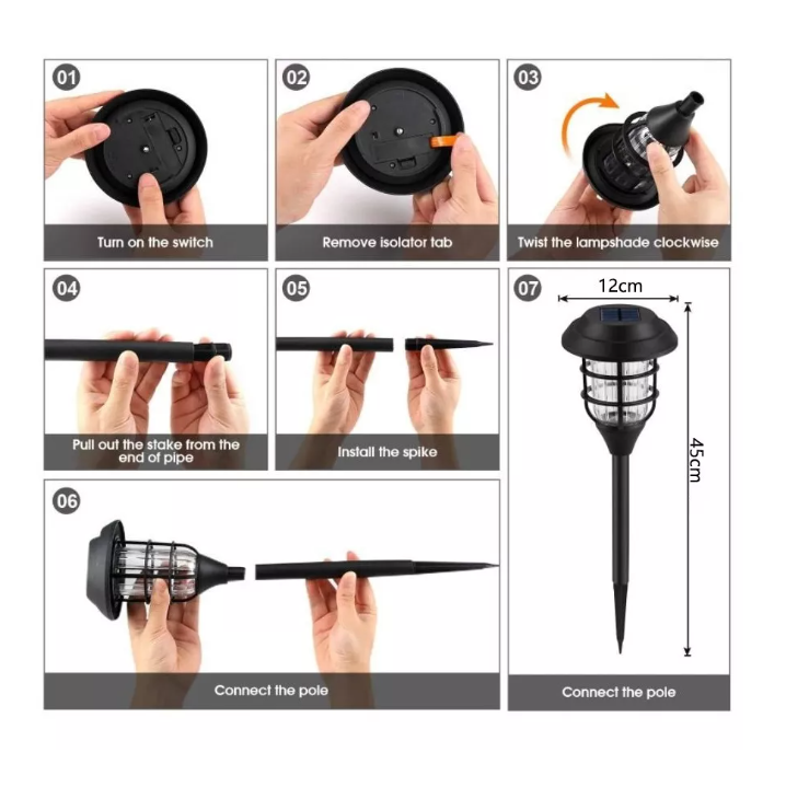 Pack 10 Rbg Lámpara Solar Luces Led De Césped Tierra Jardin-2