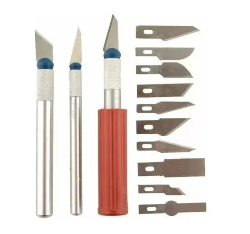 Set Bisturi - Cuchillos Cartoneros Maqueteria 13 Piezas-1