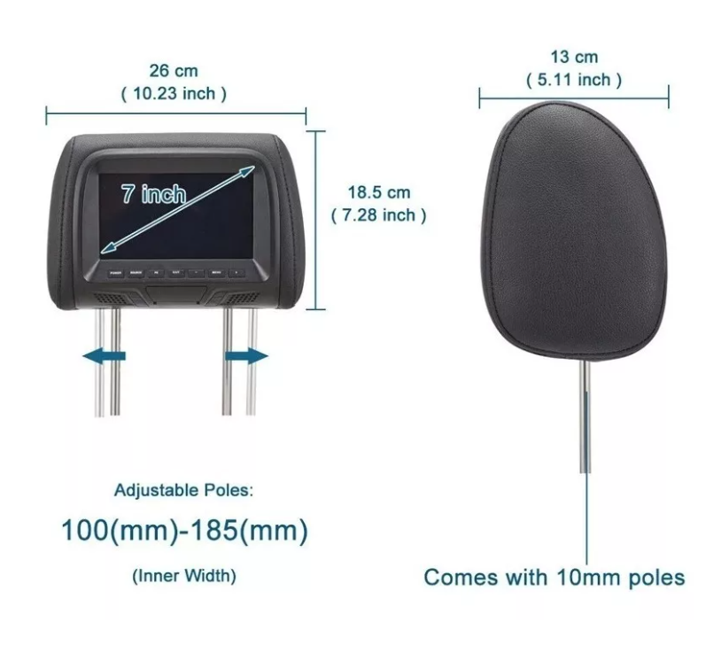 Par Monitor Coche Universal 7in Auto Reposacabezas Mp5 Video-2