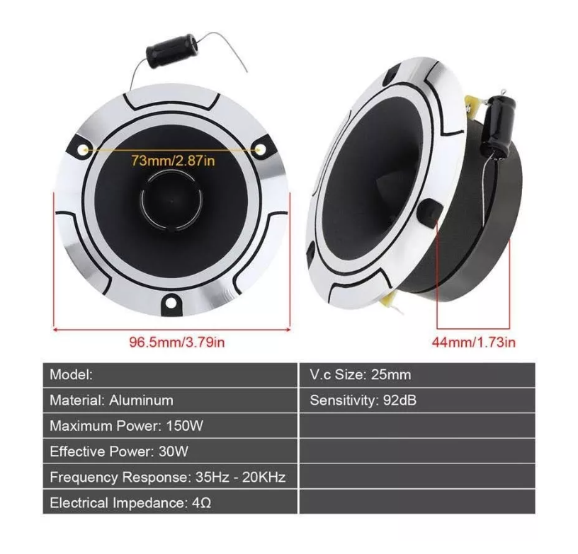 Kit Par Tweeter Optimizador Sonido 150wmax 10cm Aluminio-3