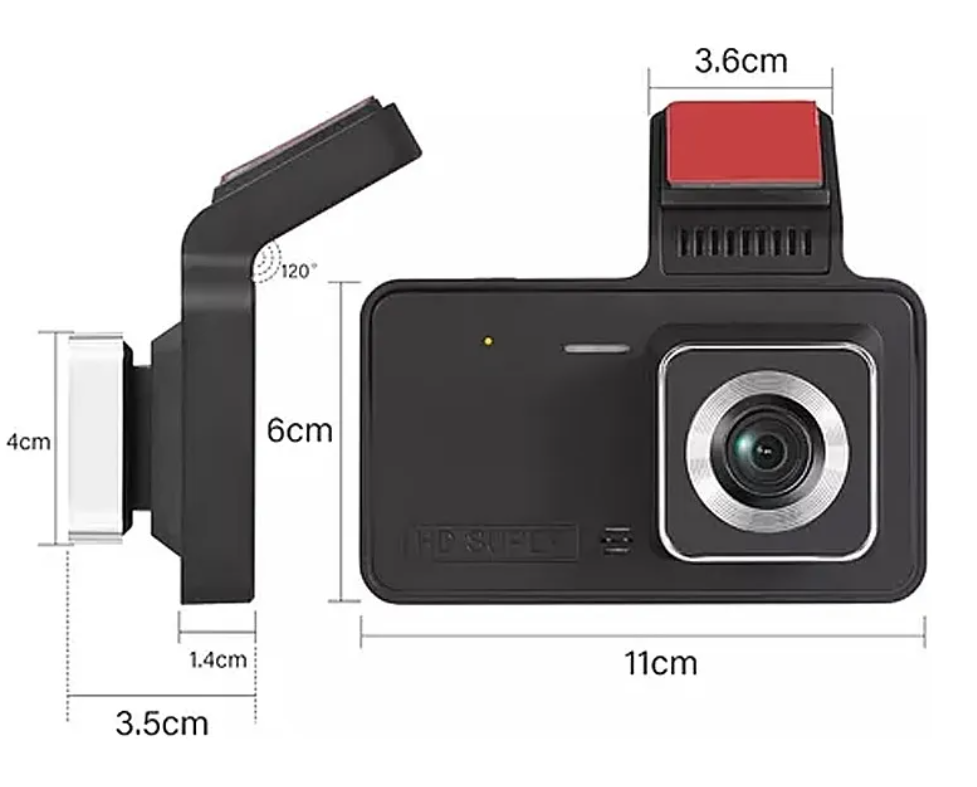 Cámara Seguridad Dash Cam Hd 1080p + Cámara Retroceso Dvr-2