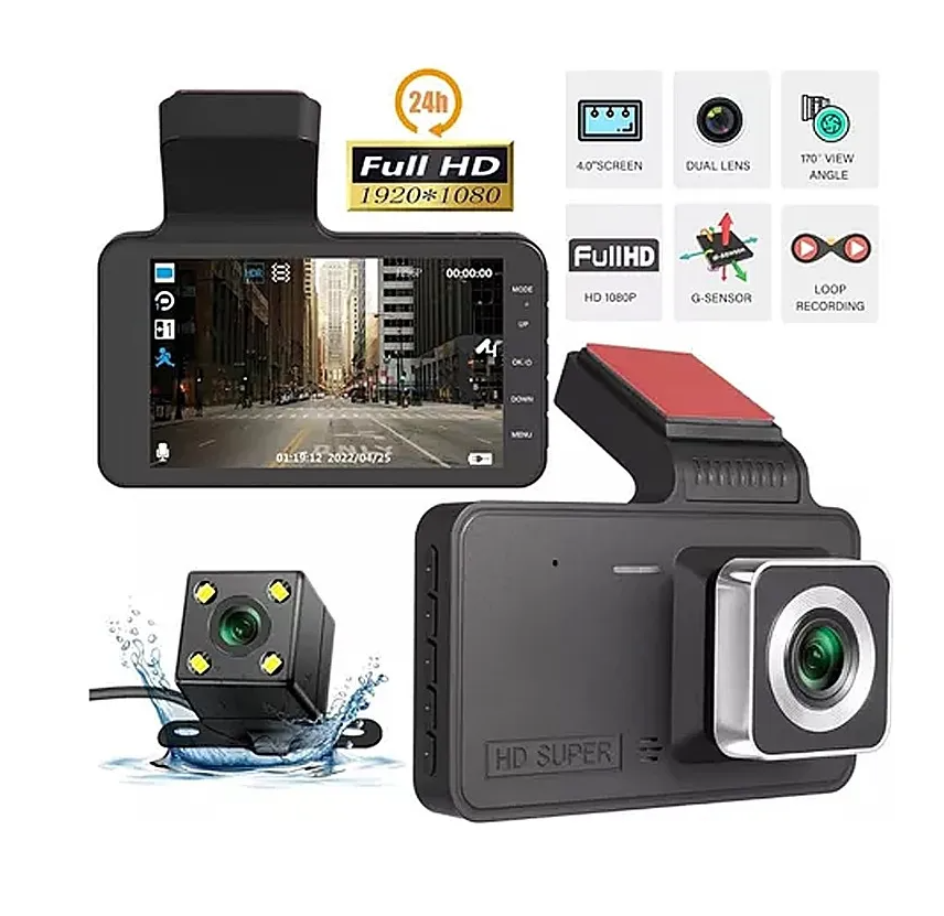 Cámara Seguridad Dash Cam Hd 1080p + Cámara Retroceso Dvr-3