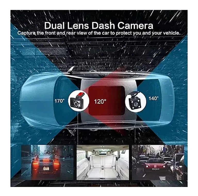 Cámara Seguridad Dash Cam Hd 1080p + Cámara Retroceso Dvr-4